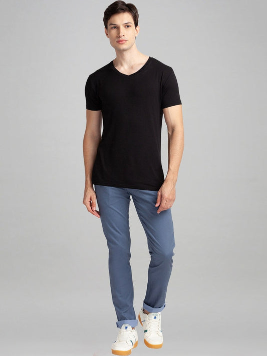 Men Blue Lrt Fit Print Cotton Blend Trouser