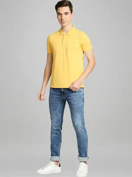 Men Blue Slim Tapered Fit Knitted Cotton Blend Jeans