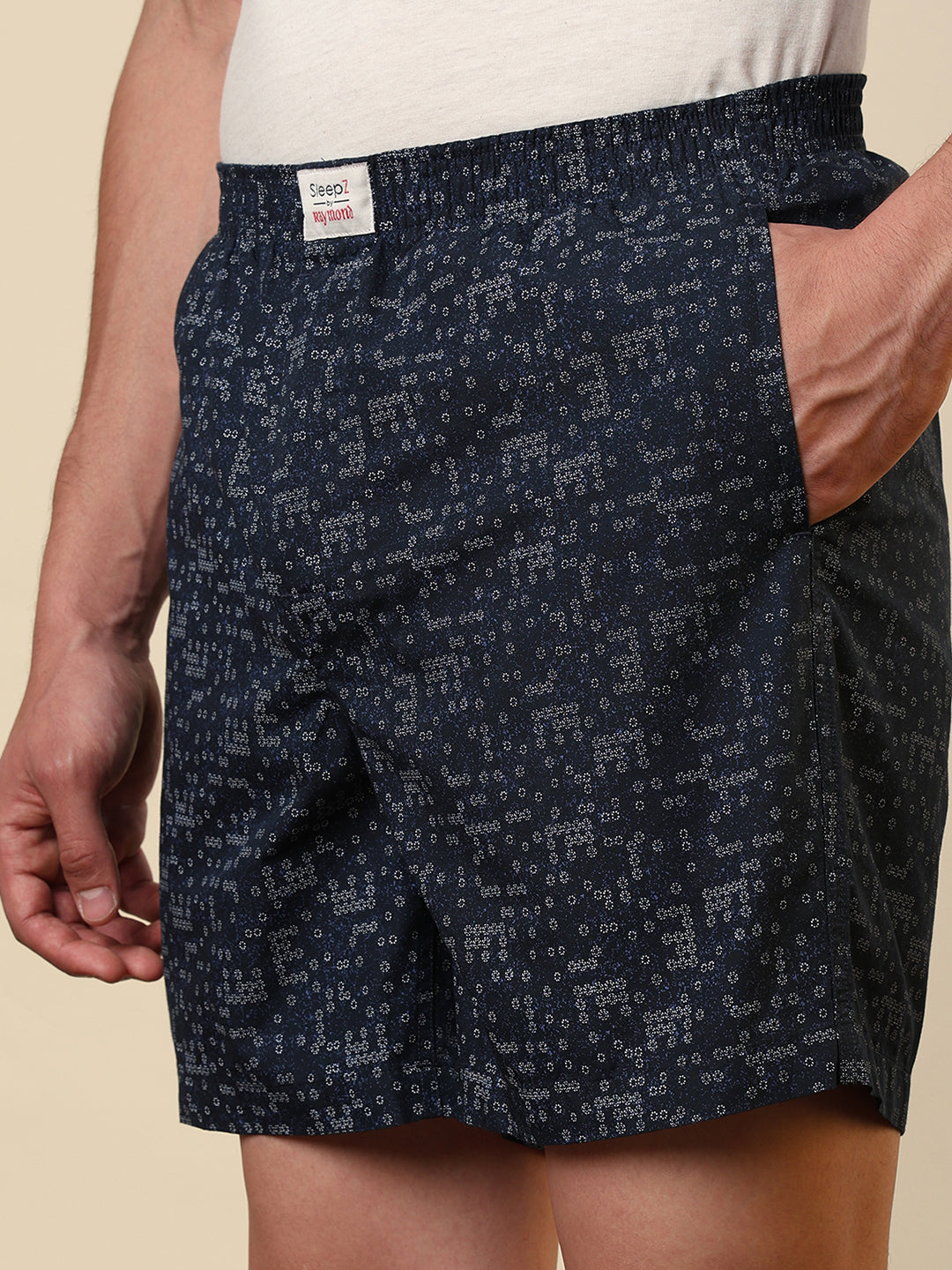 Sleepz Men Blue Printed Regular Fit Cotton Boxer