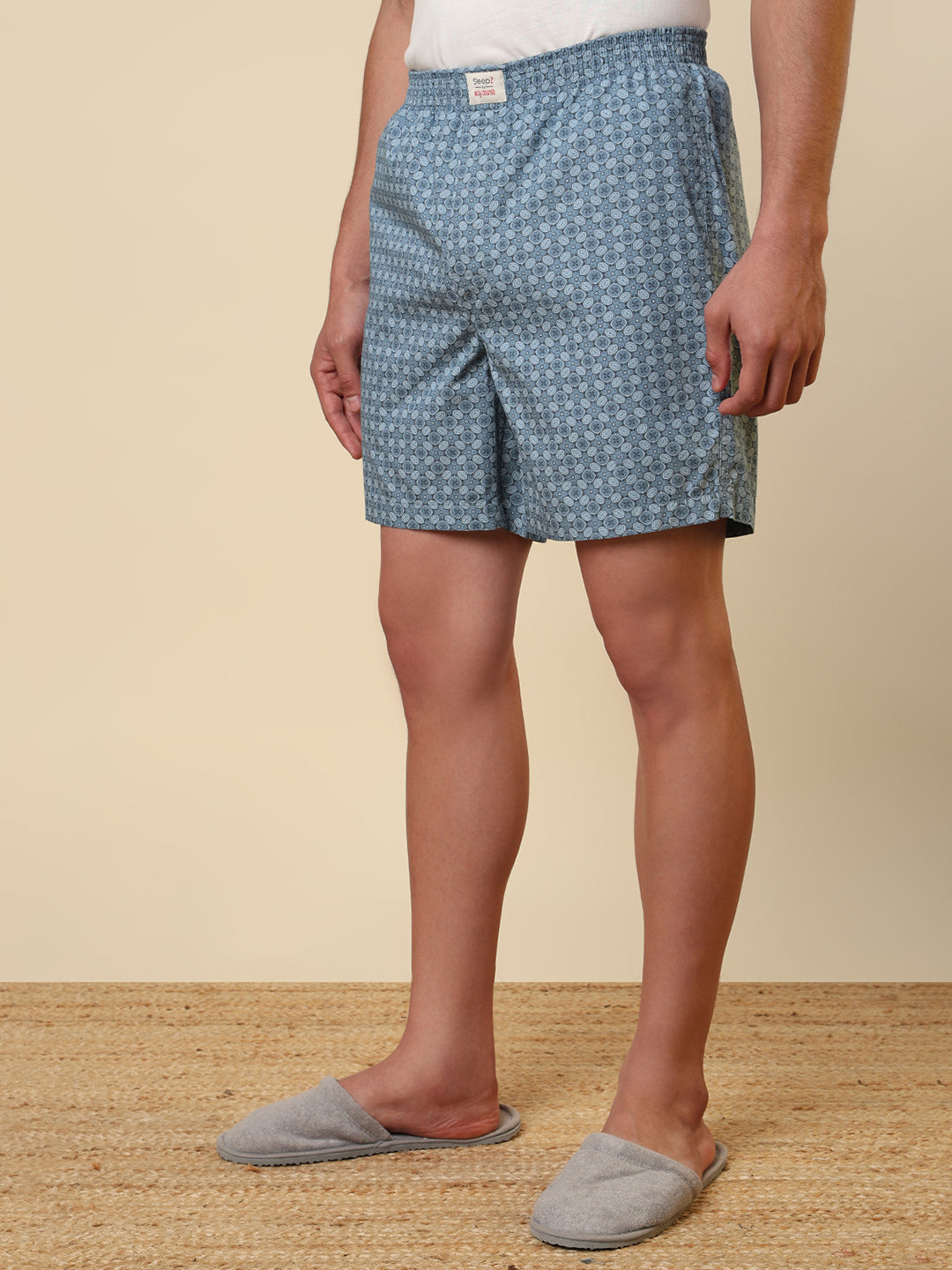 Sleepz Men Blue Printed Regular Fit Cotton Boxer