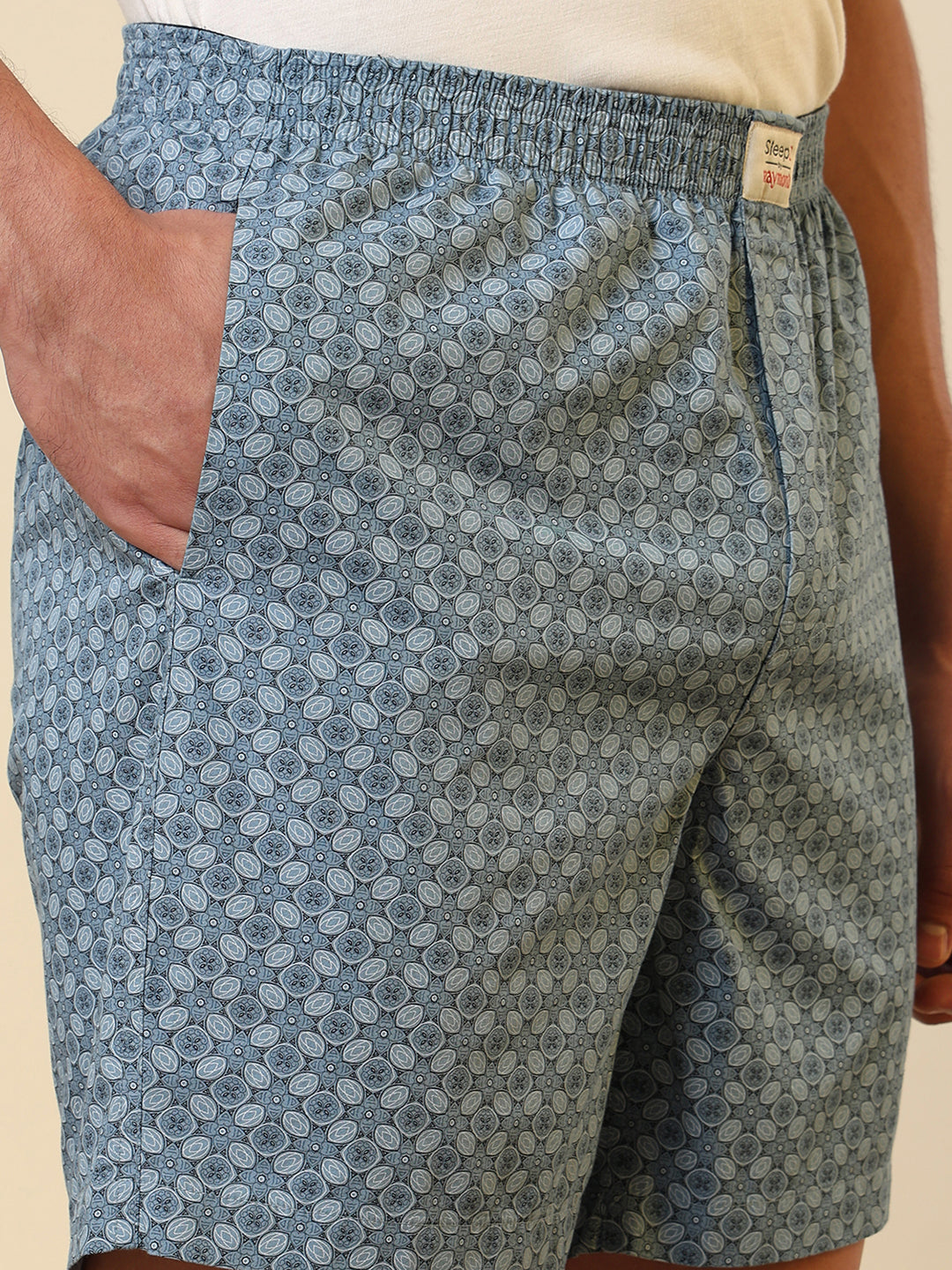Sleepz Men Blue Printed Regular Fit Cotton Boxer