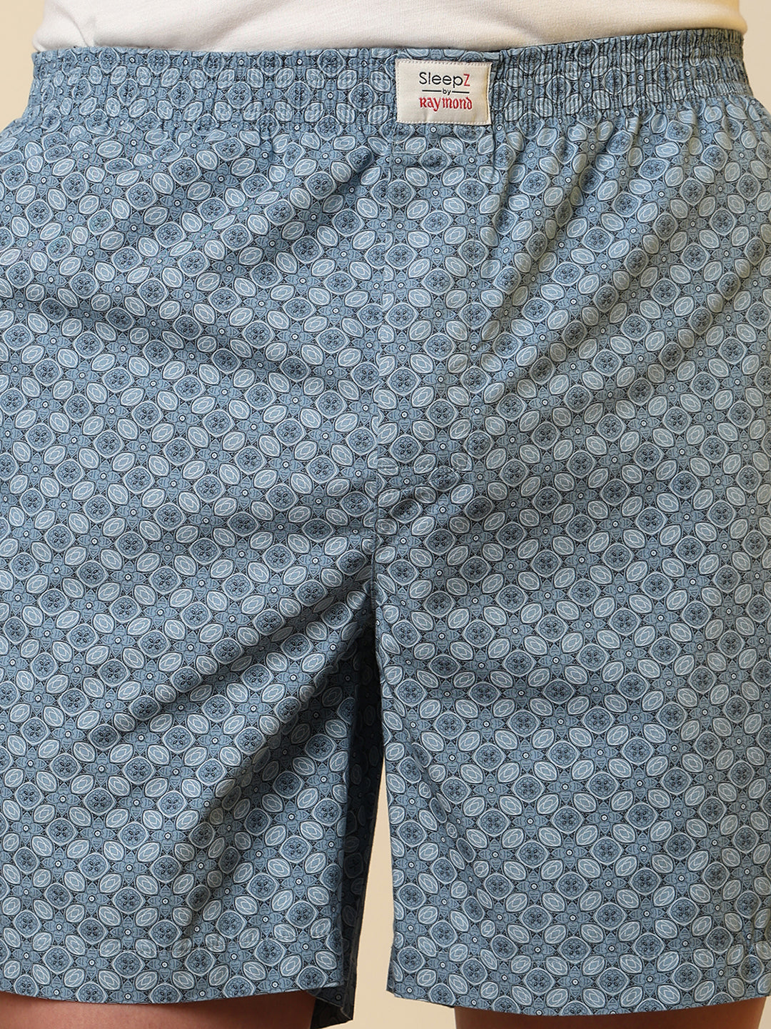Sleepz Men Blue Printed Regular Fit Cotton Boxer