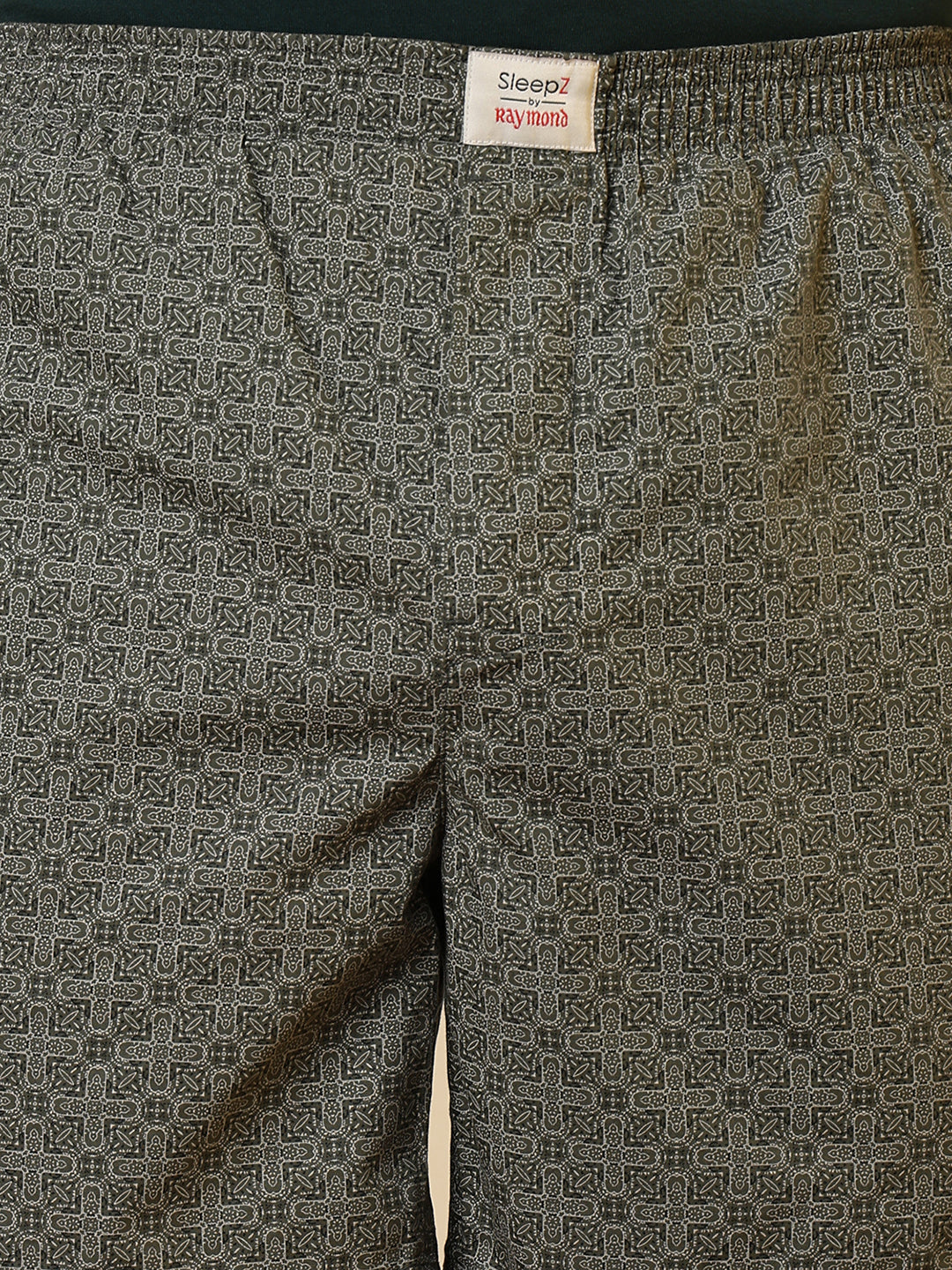 Sleepz Men Green Printed Regular Fit Cotton Boxer
