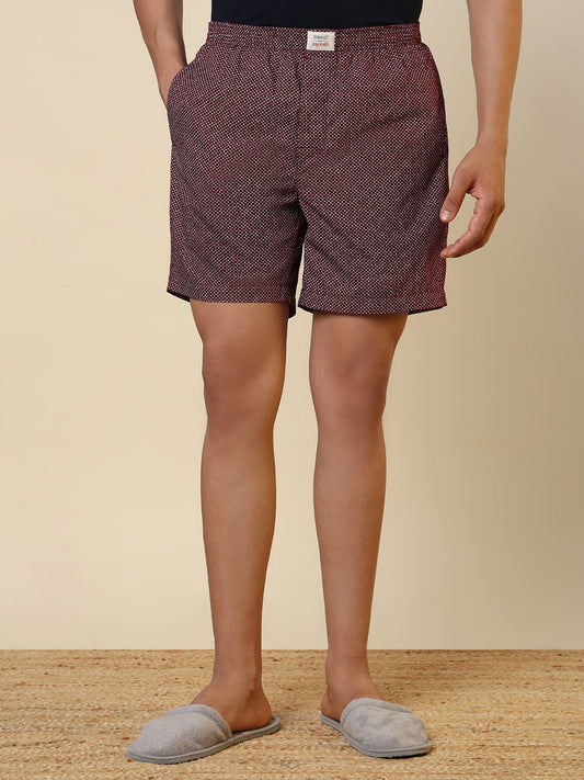 Sleepz Men Red Printed Regular Fit Cotton Boxer