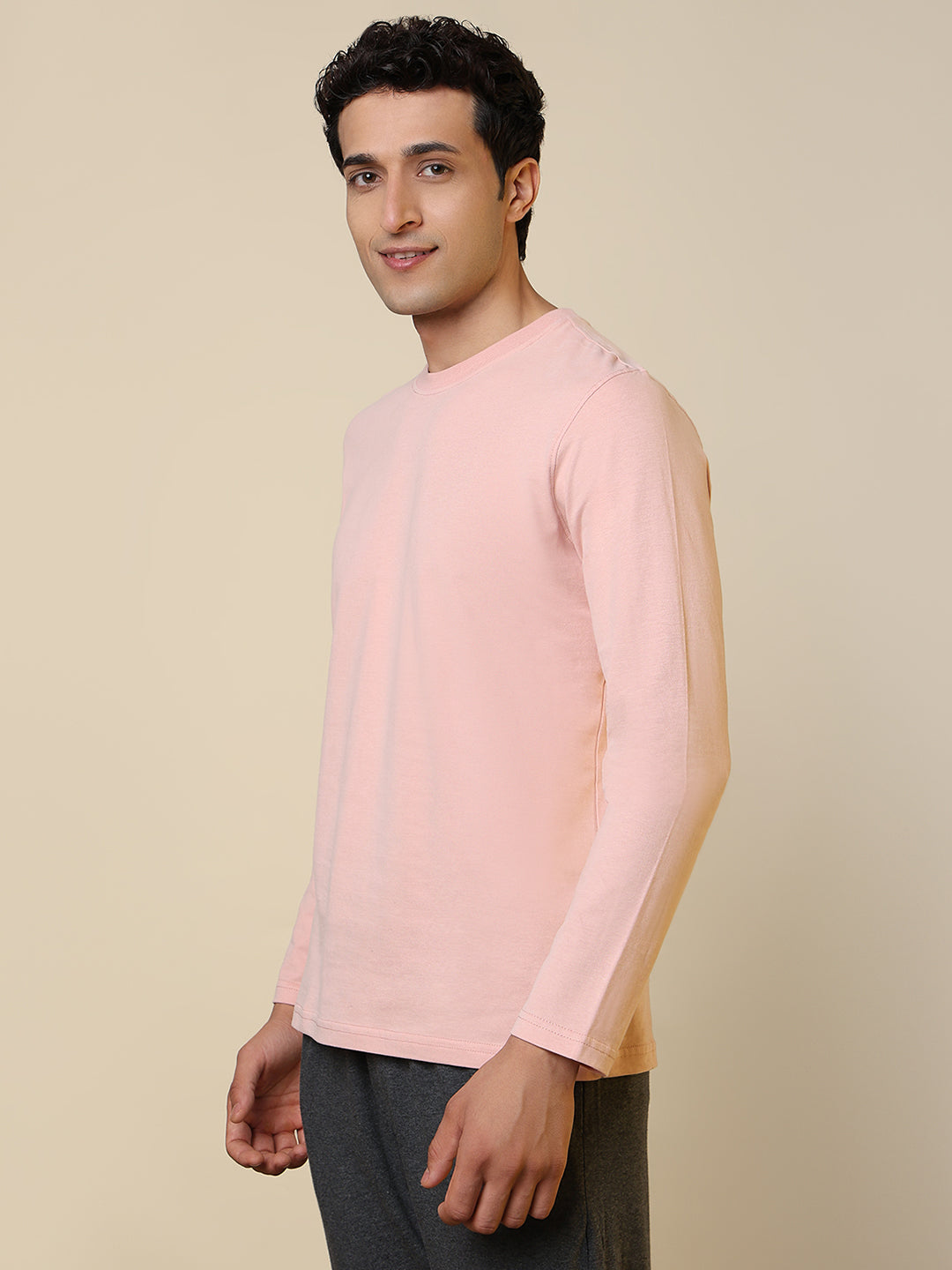 Sleepz Men Orange Solid Regular Fit Cotton T-Shirt