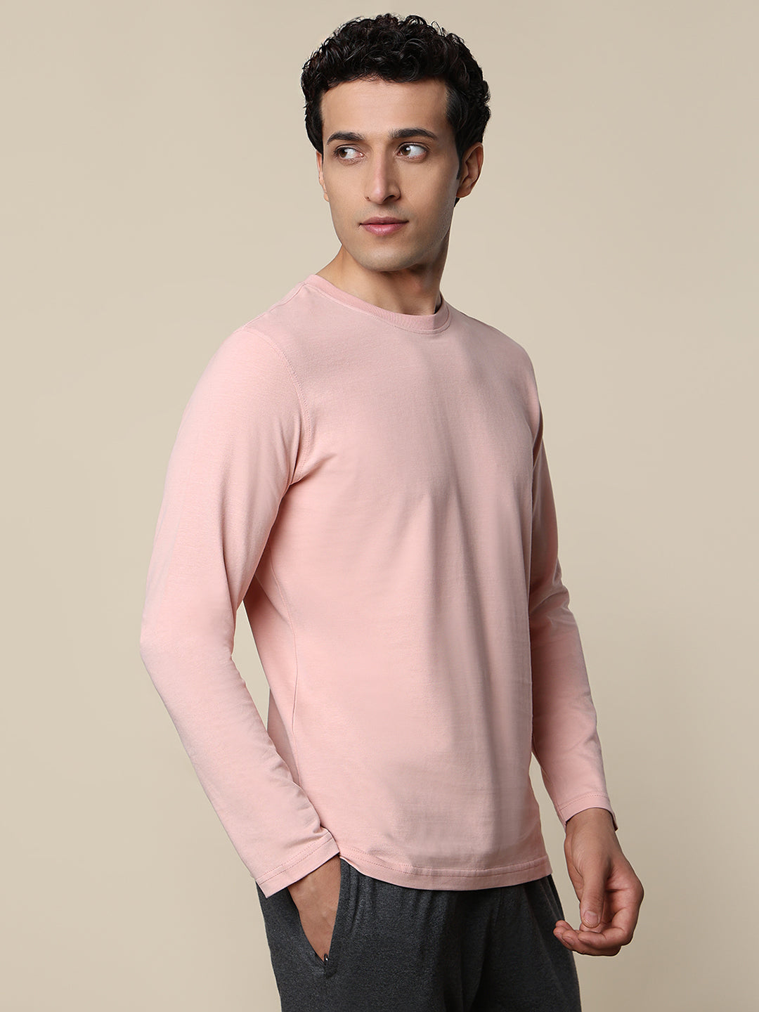 Sleepz Men Orange Solid Regular Fit Cotton T-Shirt