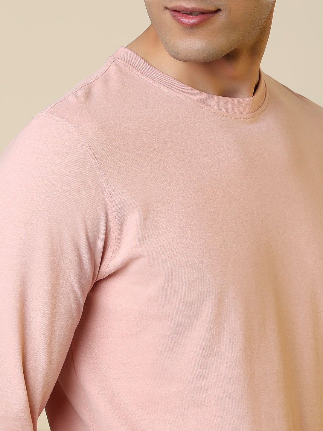 Sleepz Men Orange Solid Regular Fit Cotton T-Shirt