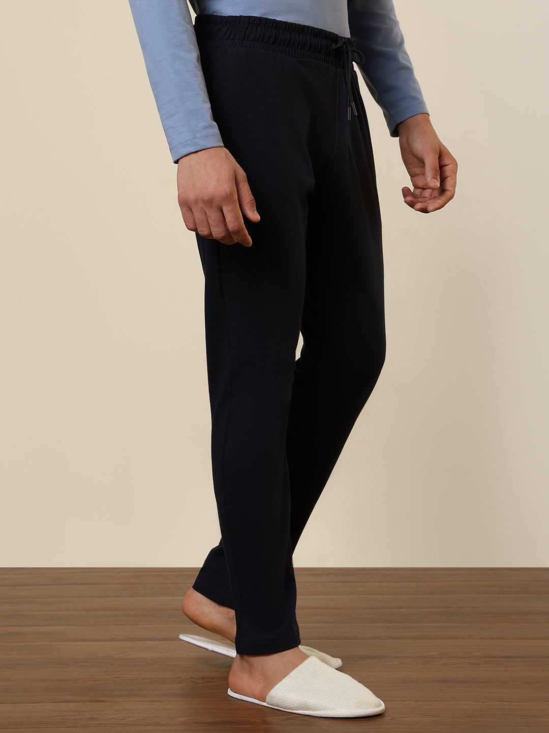 Sleepz Men Blue Solid Regular Fit Cotton Trackpant