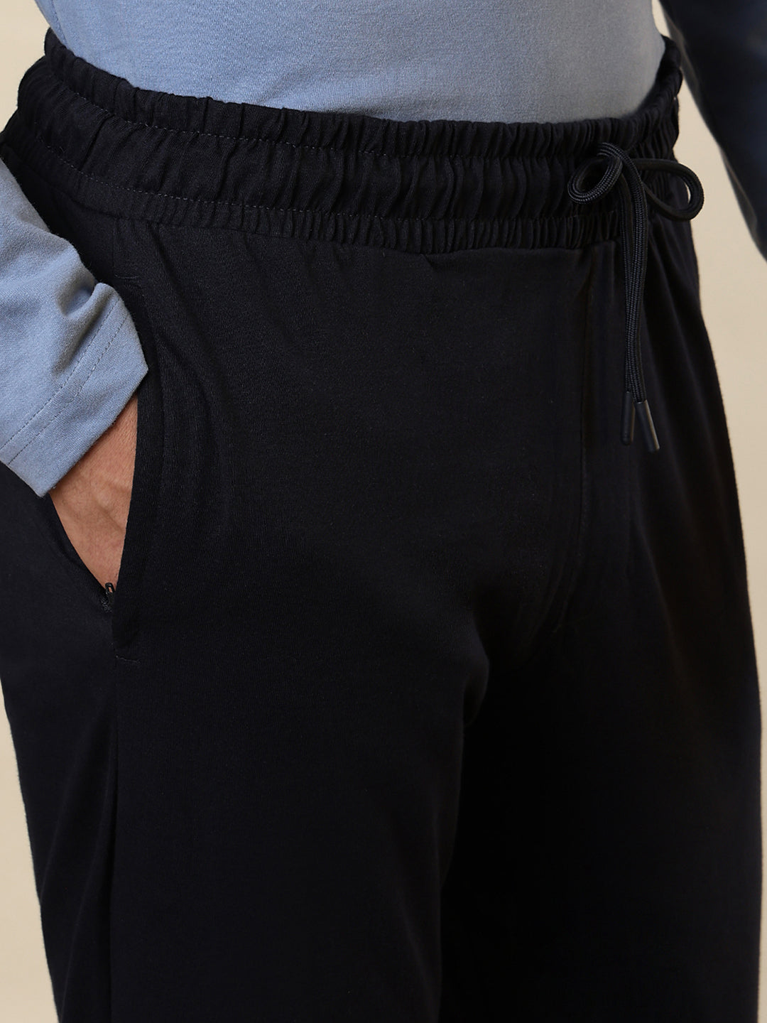 Sleepz Men Blue Solid Regular Fit Cotton Trackpant