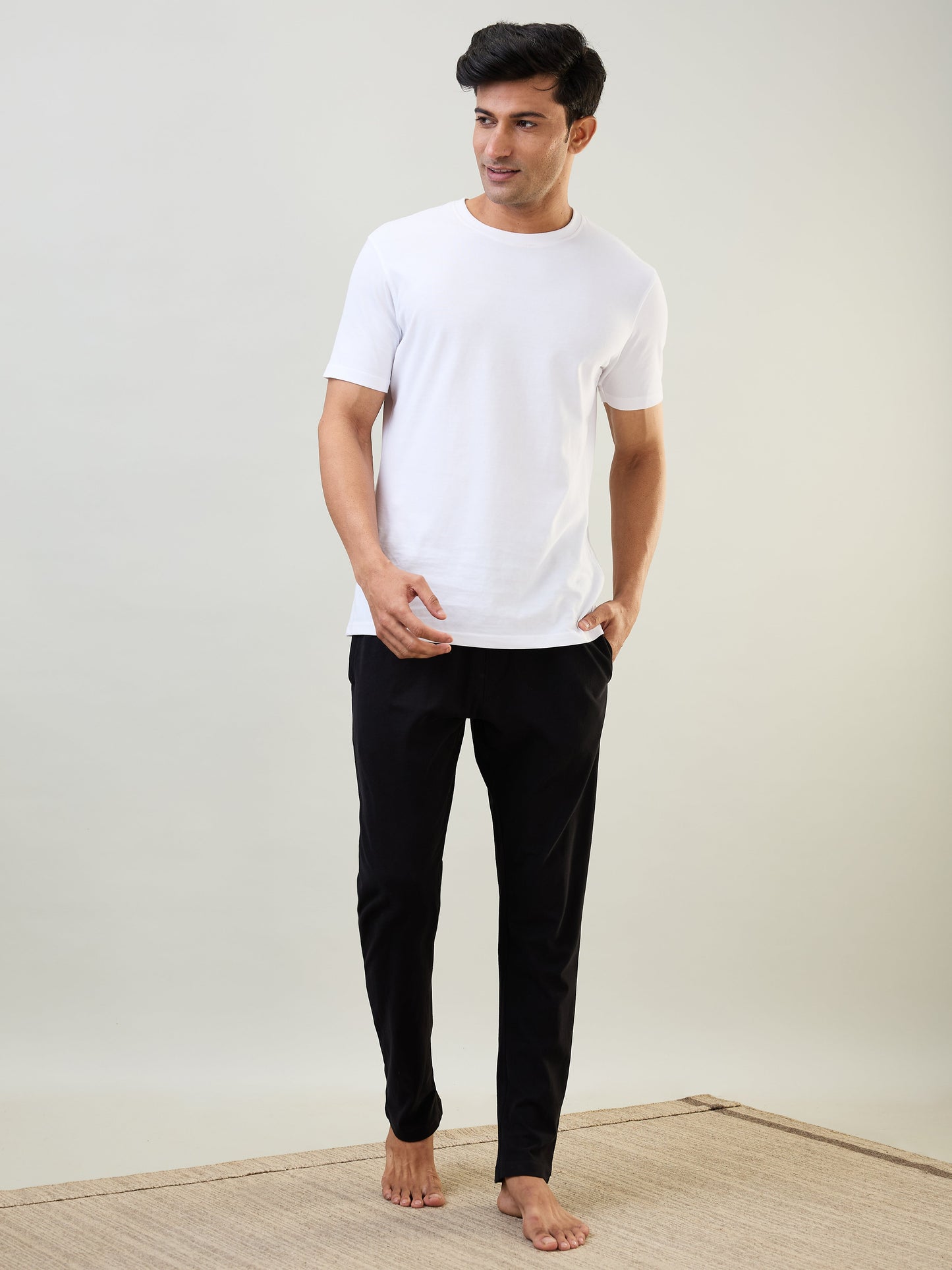 Sleepz Men Black Solid Regular Fit Cotton Trackpant