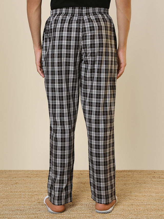 Sleepz Men Brown Checks Regular Fit Cotton Pyjama
