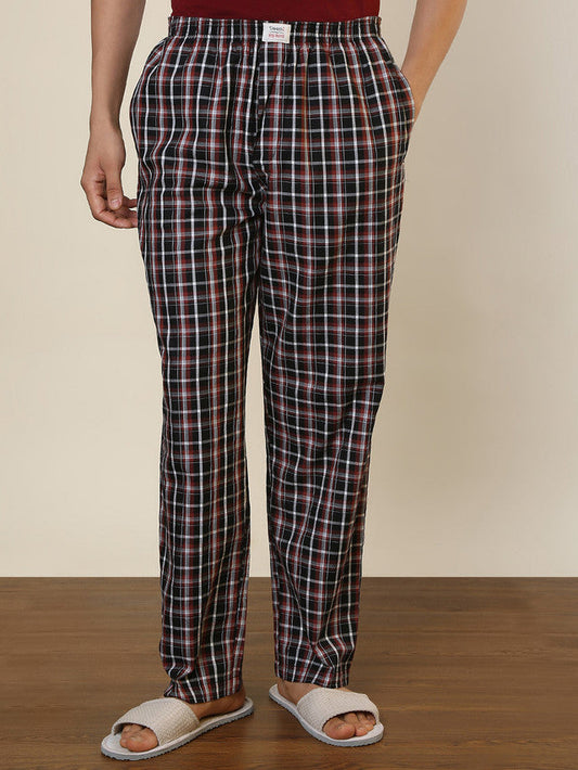 Sleepz Men Black Checks Regular Fit Cotton Pyjama