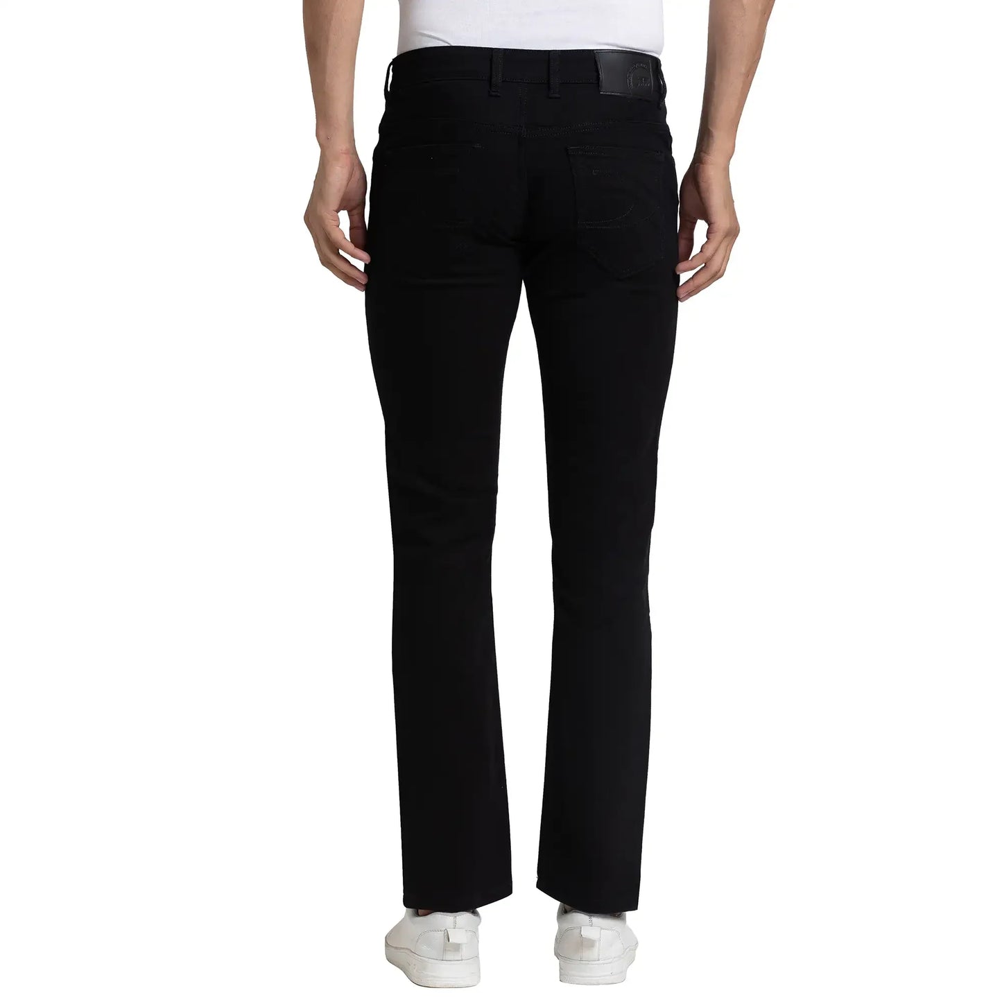 Men Black Tapered Fit Solid Cotton Blend Jeans