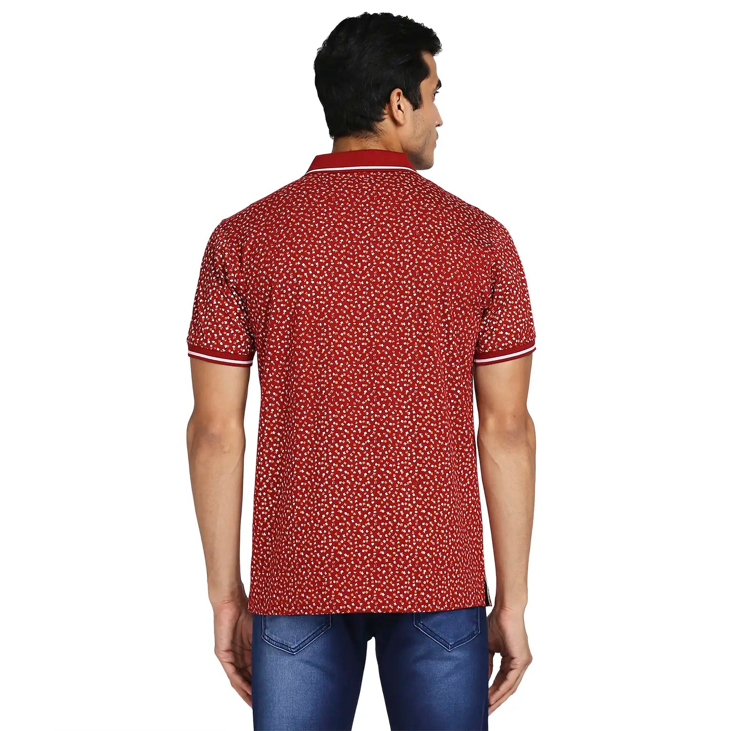 Men Red Classic Fit Print Cotton Half Sleeve T-Shirt