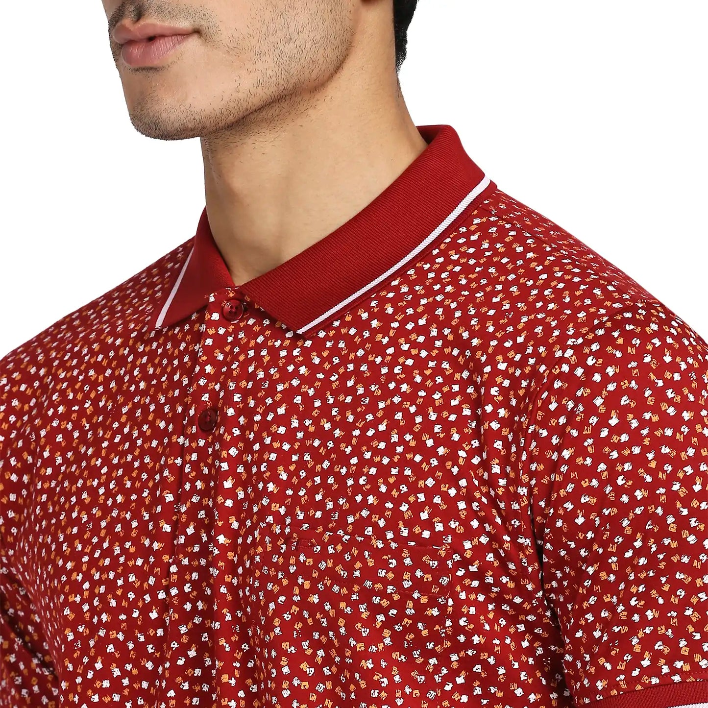 Men Red Classic Fit Print Cotton Half Sleeve T-Shirt