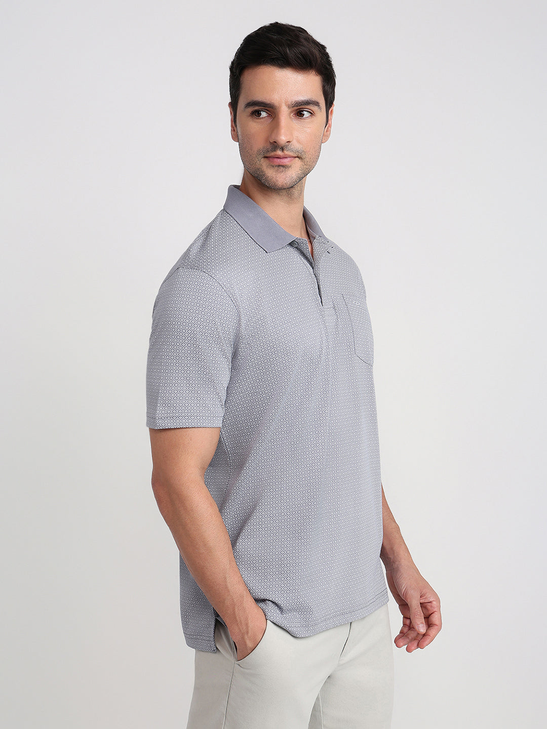 Colorplus Men Grey Printed Comfort Fit Cotton Half Sleeve T-Shirt