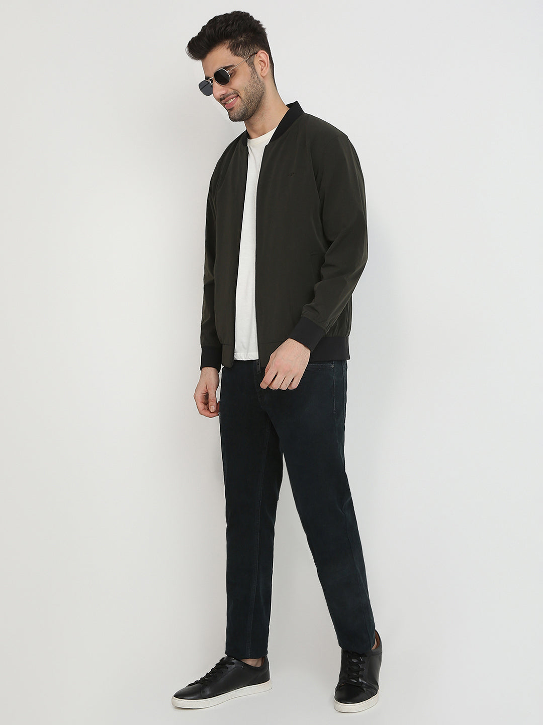 Colorplus Men Green Solid Regular Fit Nylon Blend Full Sleeve Jacket