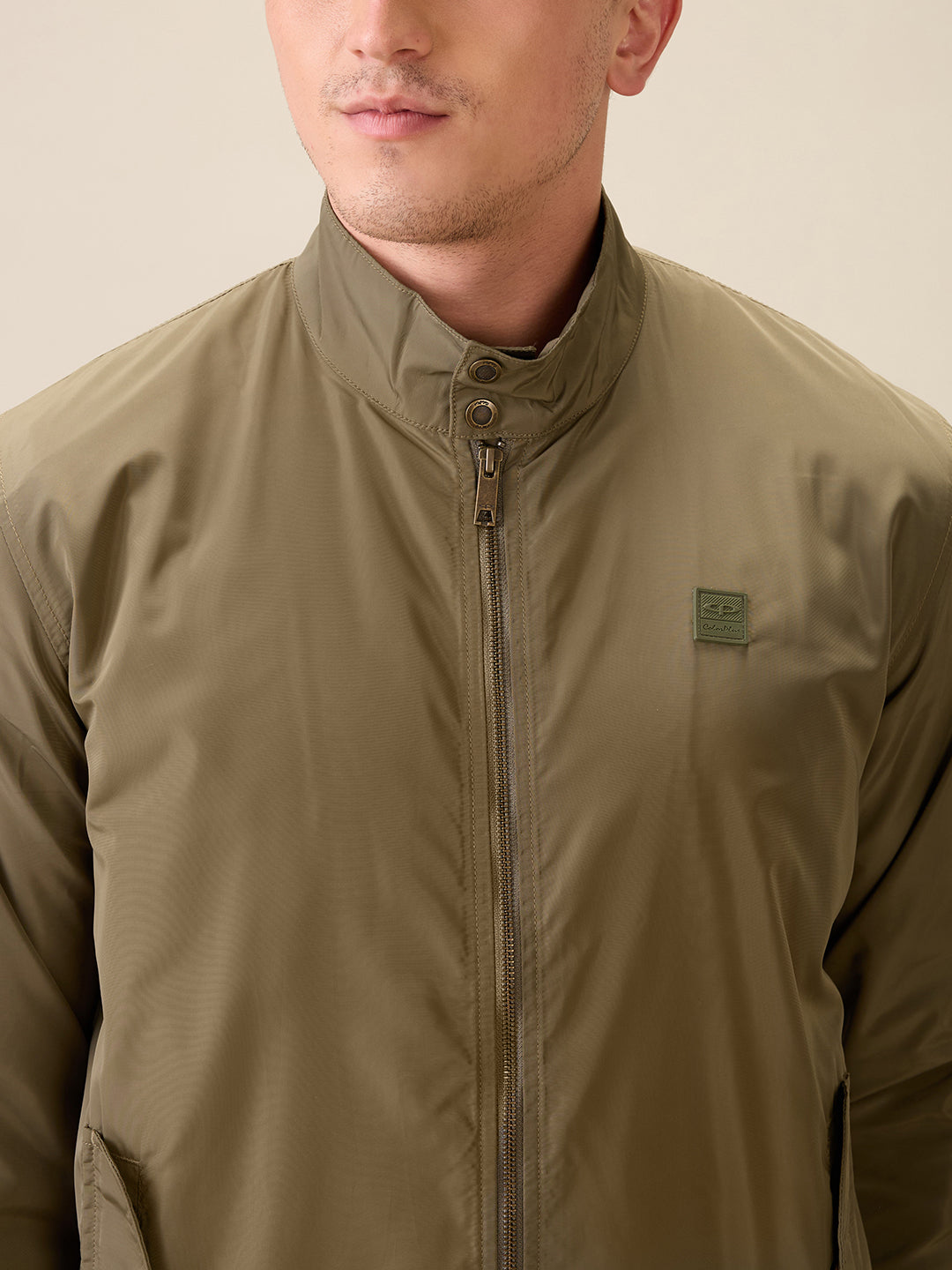 Colorplus Men Green Solid Regular Fit Polyester Full Sleeve Jacket