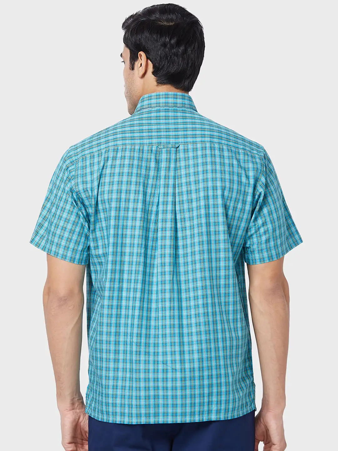 Colorplus Men Green Checks Classic Fit Cotton Casual Shirt