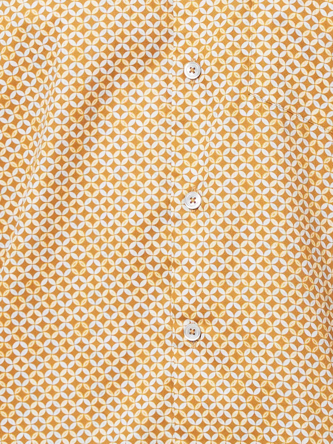 Men Yellow Classic Fit Print Cotton Half Sleeve Shirts