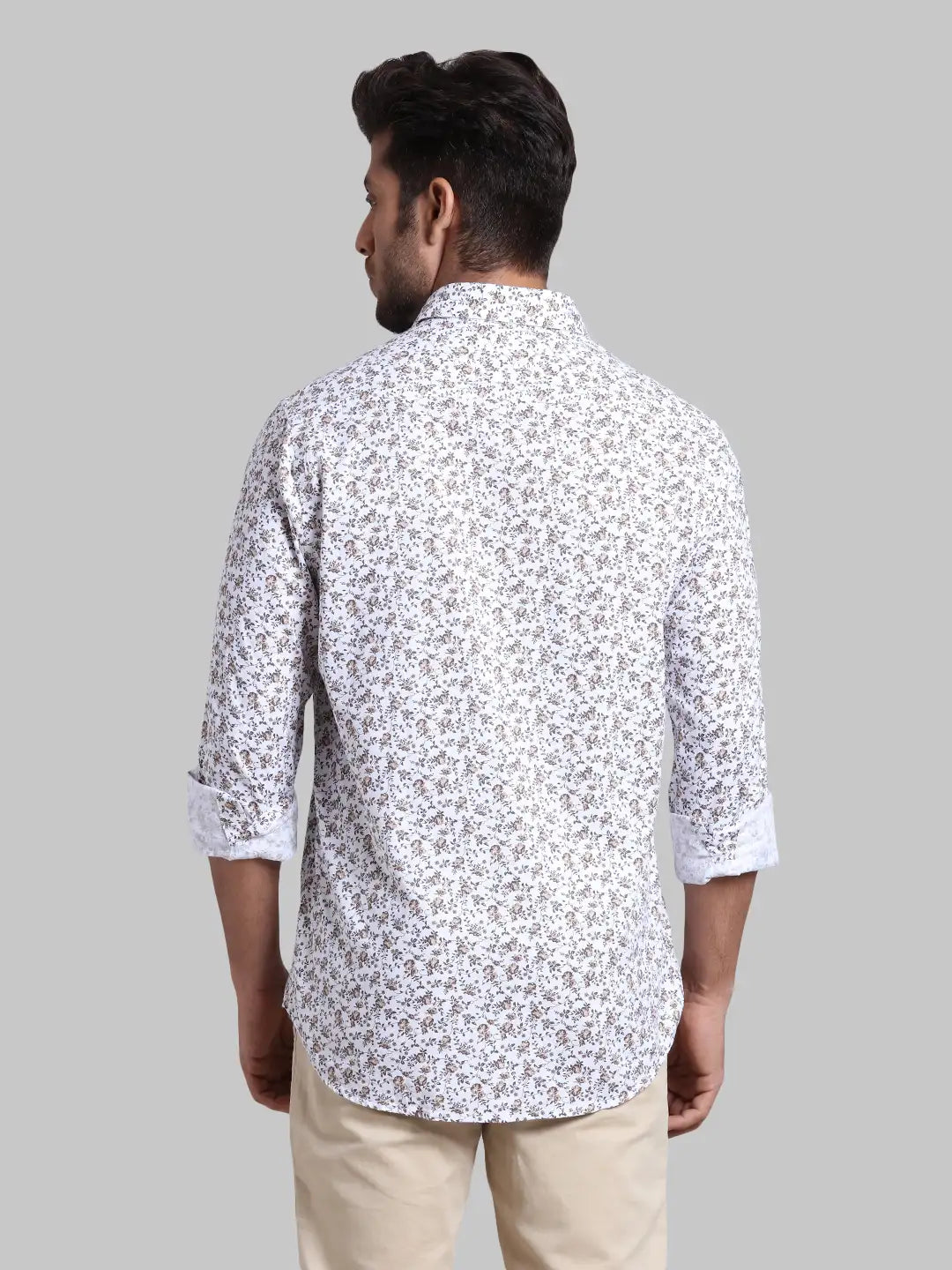 Men Brown Contemporary Fit Print Cotton Full Sleeve Shirts