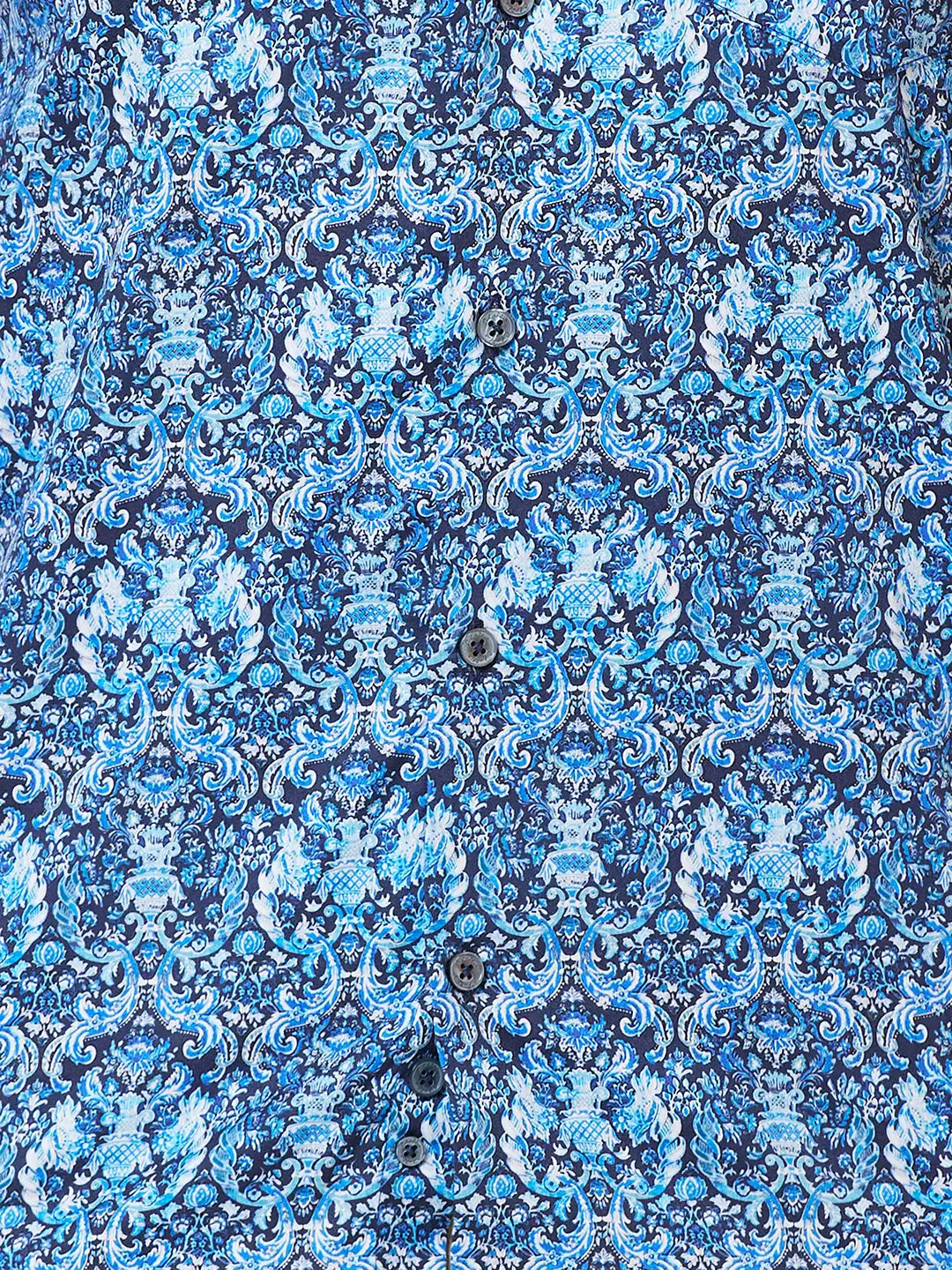 Men Blue Contemporary Fit Print Cotton Full Sleeve Shirts