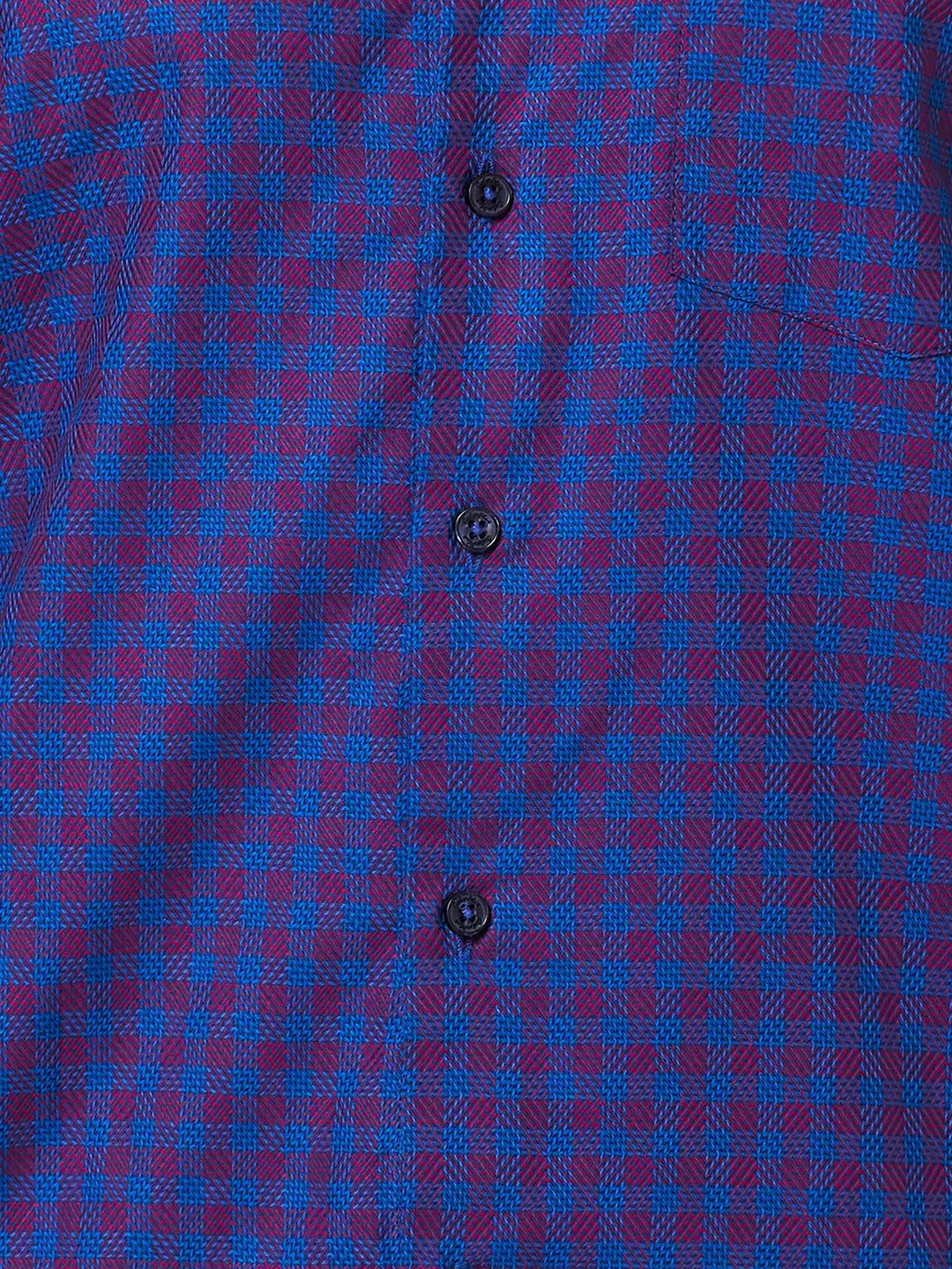Colorplus Men Blue Checks Tailored Fit Cotton Casual Shirt