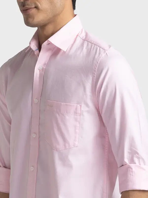 Colorplus Men Pink Warp Chambray Tailored Fit Cotton Casual Shirt