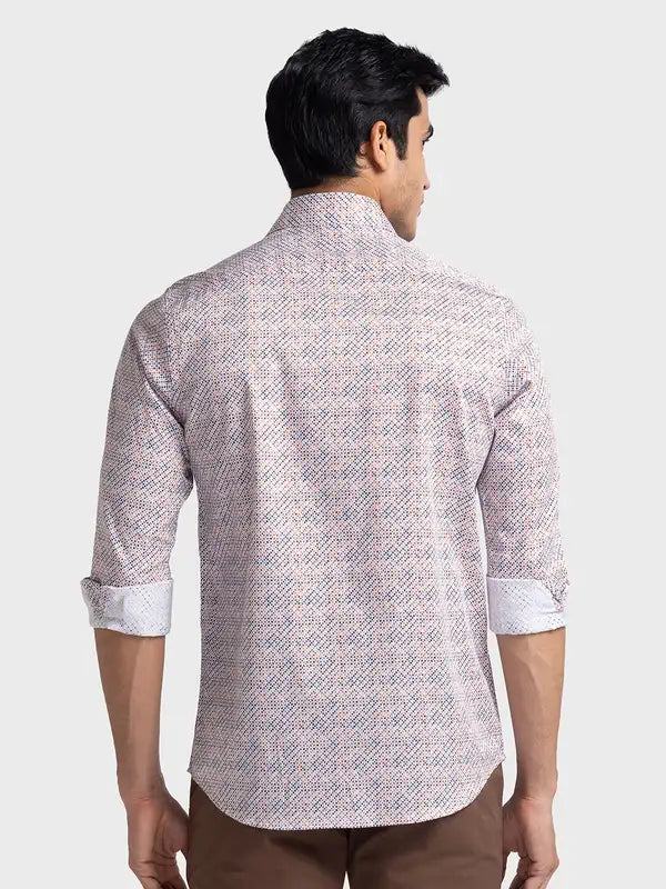 Men Brown Tailored Fit Print Cotton Full Sleeve Shirts