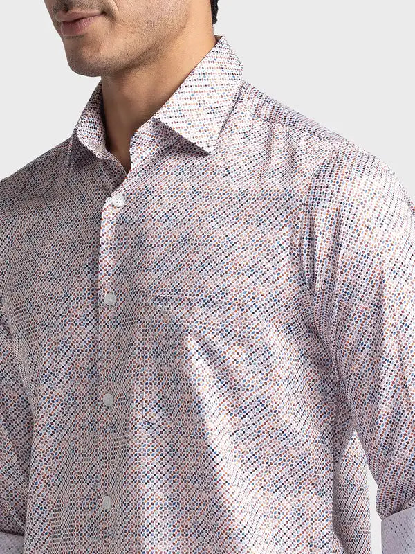 Men Brown Tailored Fit Print Cotton Full Sleeve Shirts