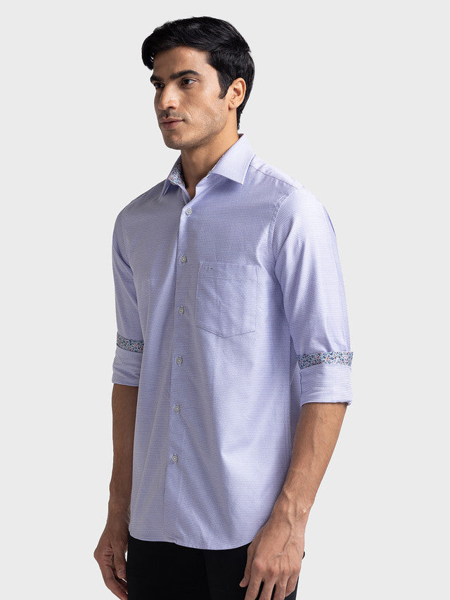 Colorplus Purple Yarn Dyed Tailored Fit Cotton Casual Shirt