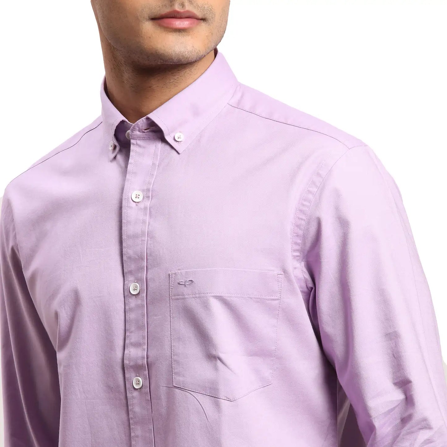 Colorplus Men Purple Warp Chambray Regular Fit Cotton Casual Shirt