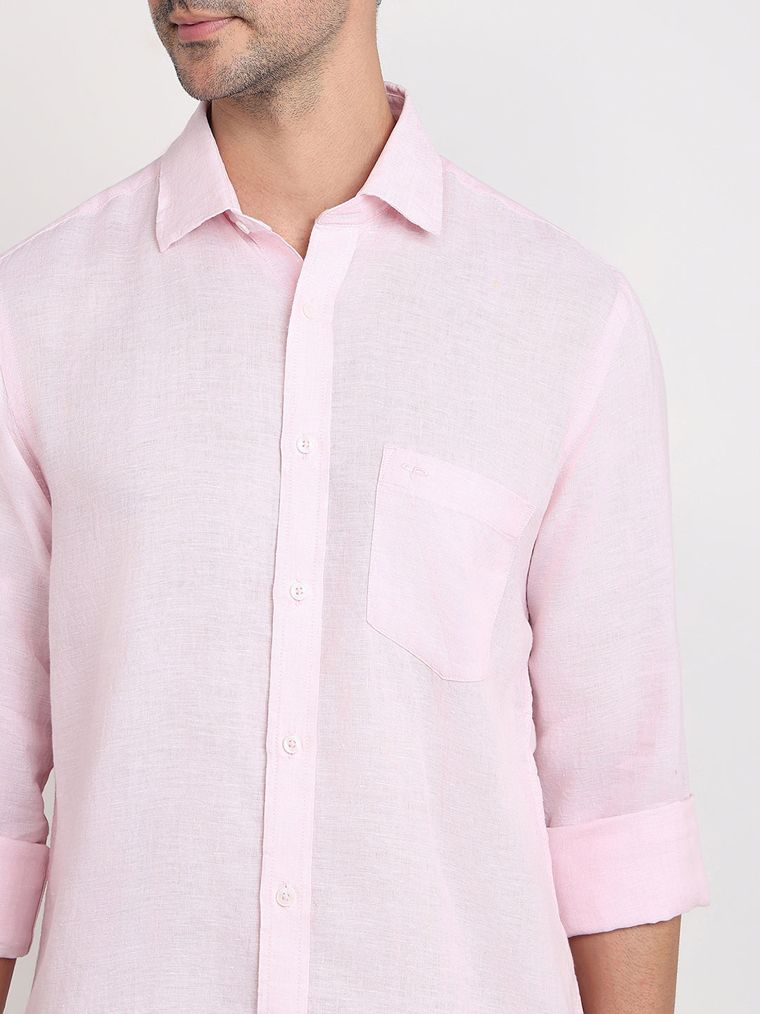 Colorplus Men Red Solid Regular Fit Linen Full Sleeve Casual Shirt