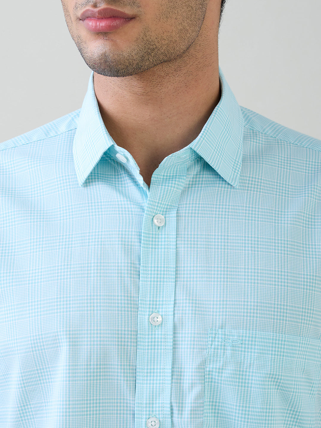 Colorplus Men Green Checks Regular Fit Cotton Full Sleeve Casual Shirt