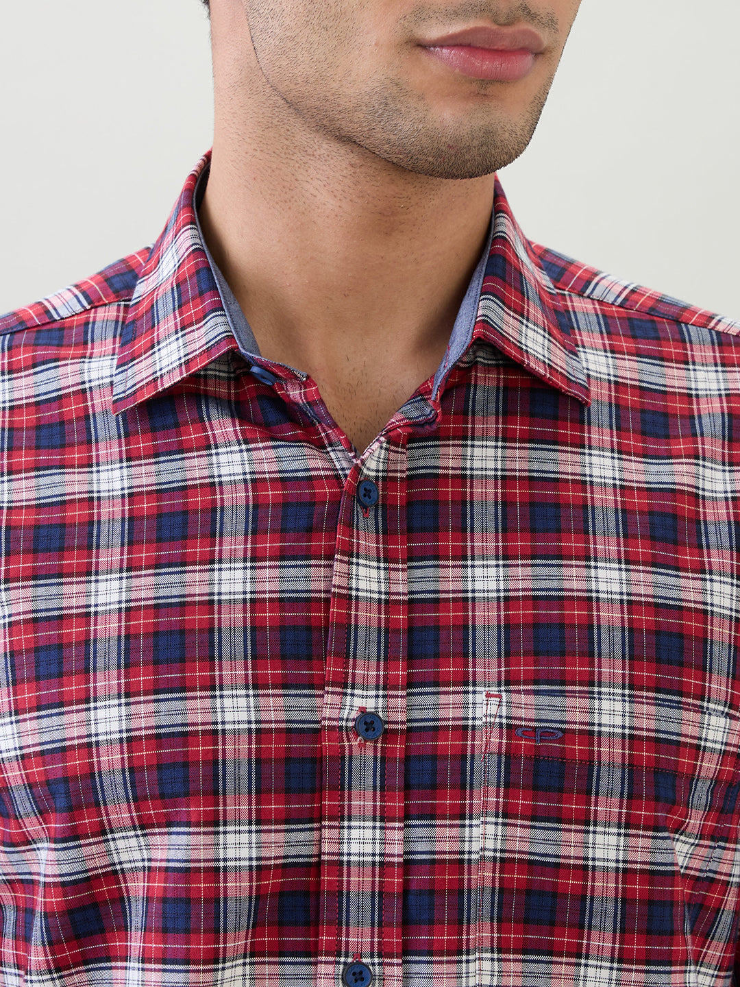 Colorplus Men Red Checks Regular Fit Cotton Full Sleeve Casual Shirt