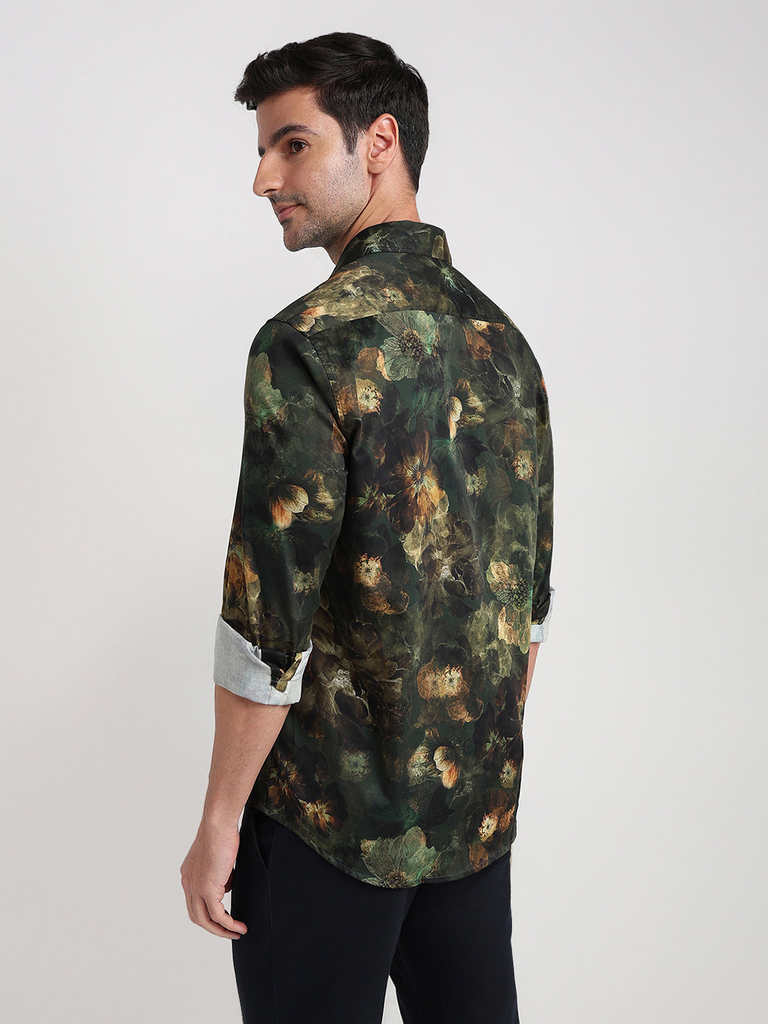 Colorplus Men Green Printed Regular Fit Cotton Full Sleeve Casual Shirt