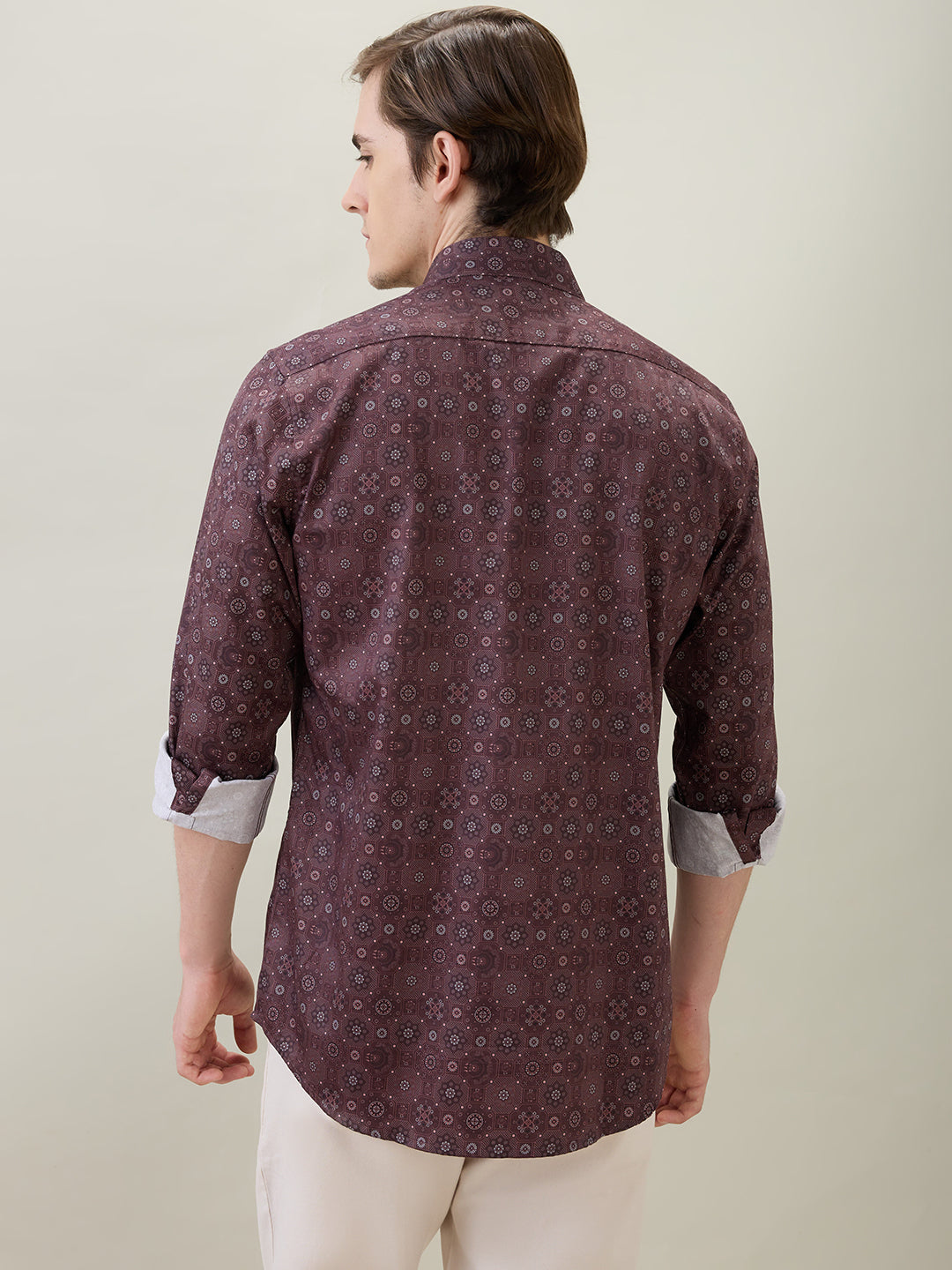 Colorplus Men Maroon Printed Regular Fit Cotton Full Sleeve Casual Shirt