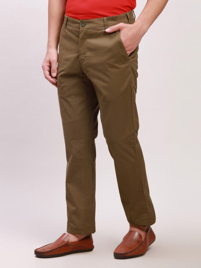 Colorplus Men Green Solid Contemporary Fit Trouser