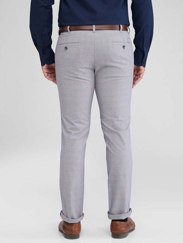 Colorplus Grey Checks Contemporary Fit Cotton Blend Trouser