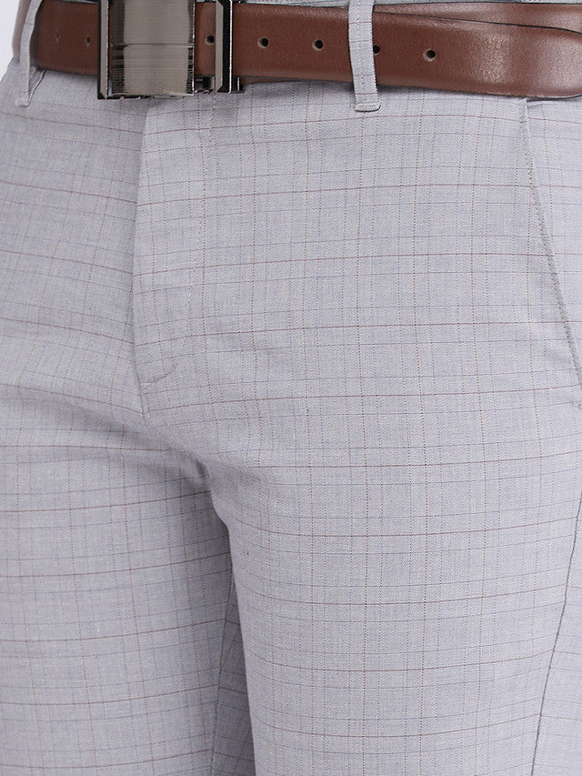 Colorplus Grey Checks Contemporary Fit Cotton Blend Trouser