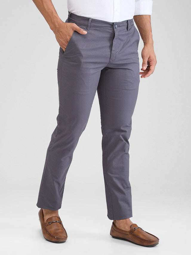 Colorplus Men Grey Dyed Slim Fit Trouser