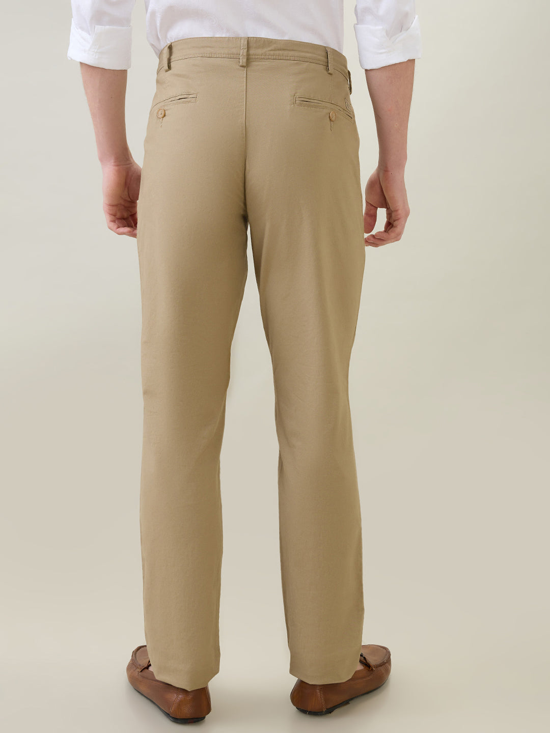 Colorplus Men Khaki Twill Slim Fit Cotton Blend Trouser