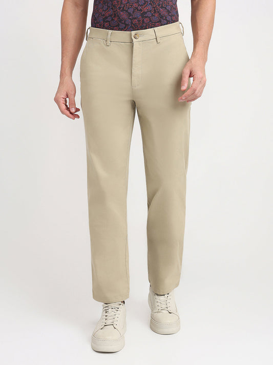 Colorplus Men Khaki Twill Regular Fit Cotton Blend Trouser