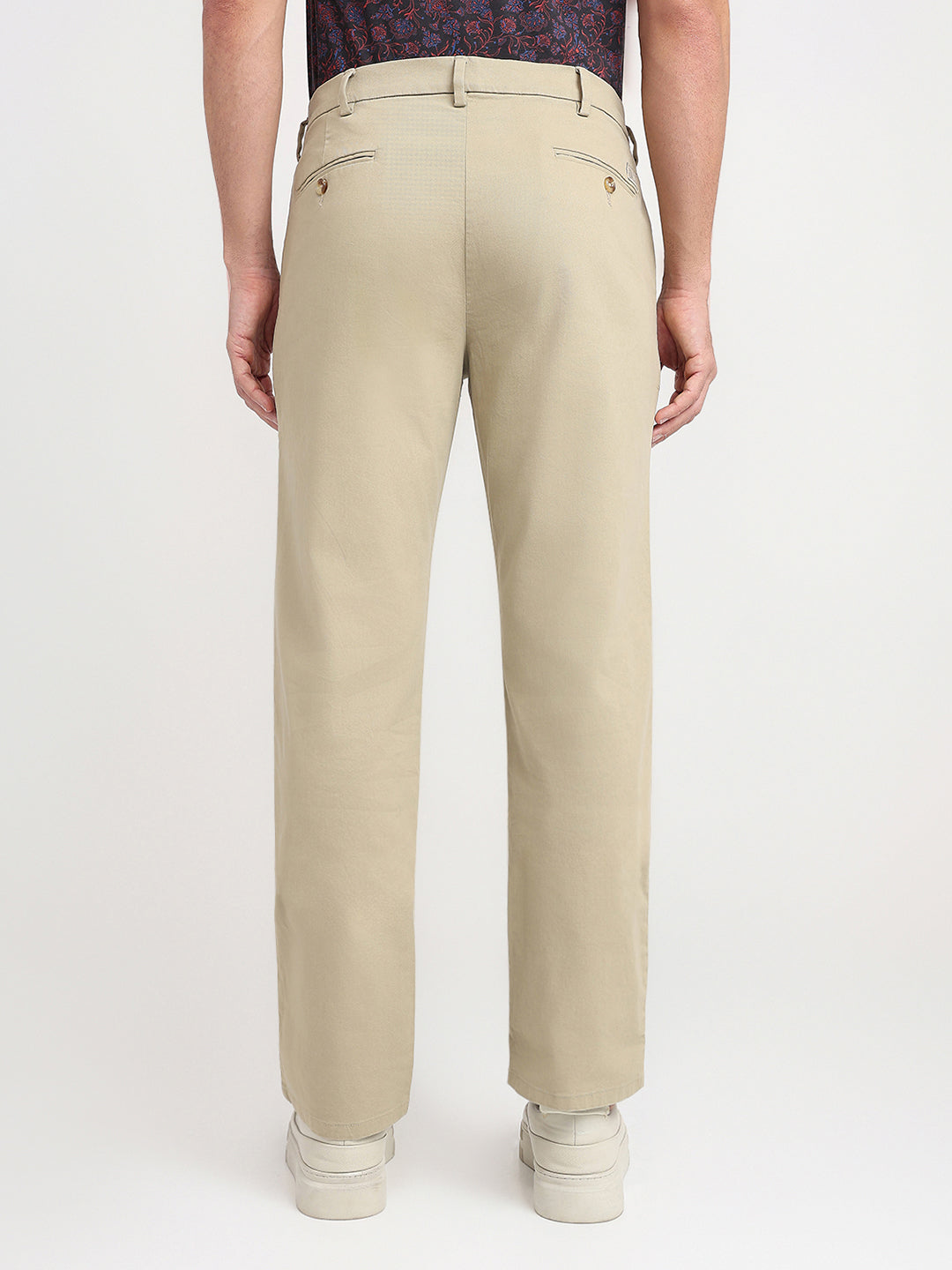 Colorplus Men Khaki Twill Regular Fit Cotton Blend Trouser