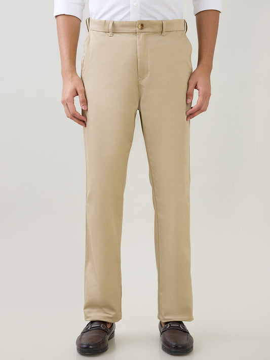 Colorplus Men Khaki Twill Regular Fit Cotton Trouser