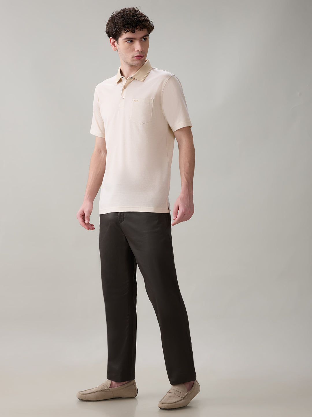 Colorplus Men Green Twill Regular Fit Cotton Trouser