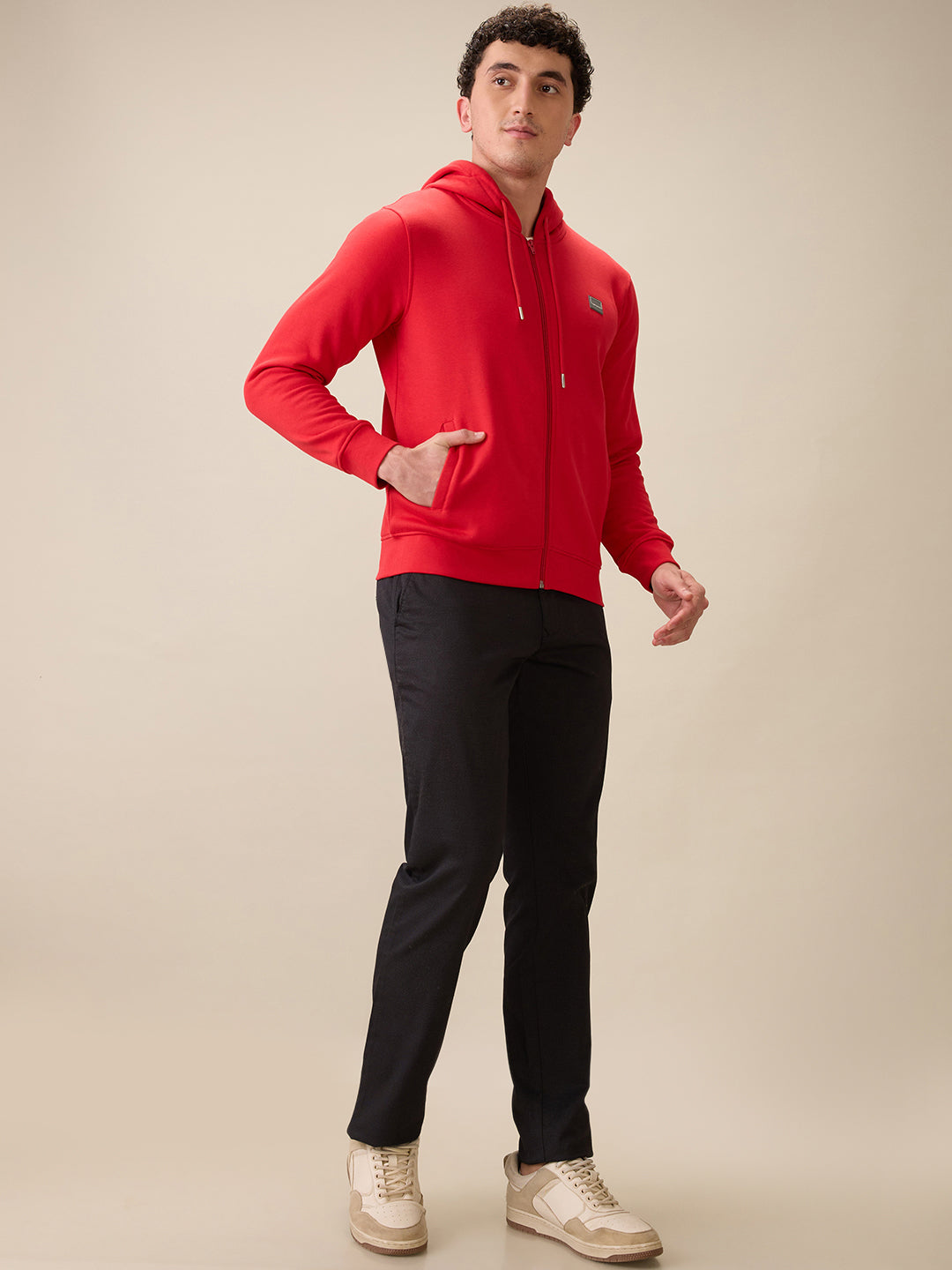 Colorplus Men Red Solid Regular Fit Cotton Blend Full Sleeve Sweatshirt