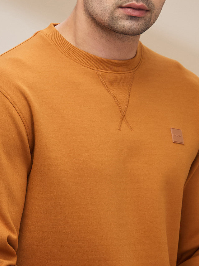 Colorplus Men Brown Solid Regular Fit Polyester Blend Sweatshirt