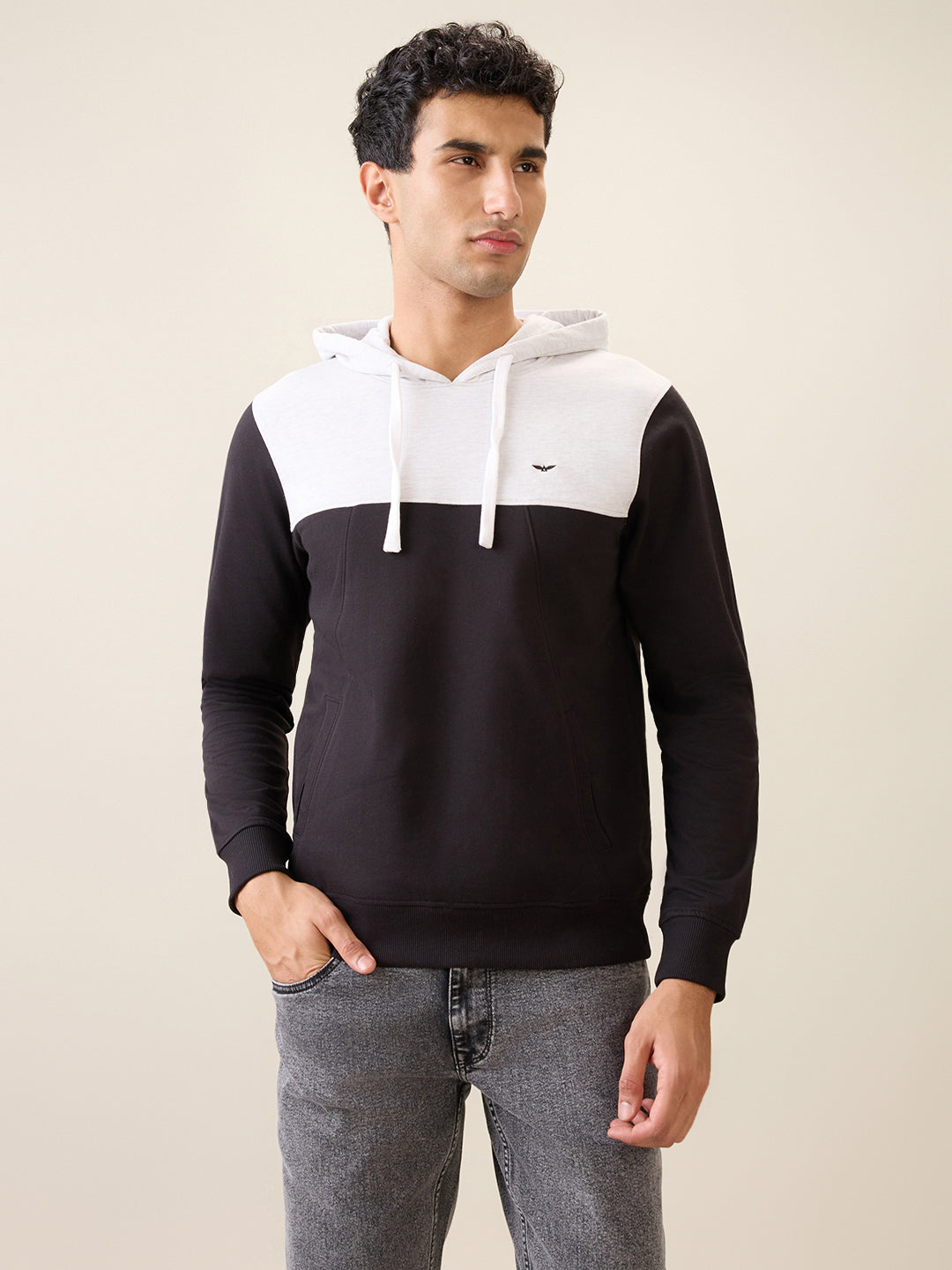 Park Avenue Men Grey Printed Slim Fit Cotton Blend Sweatshirt