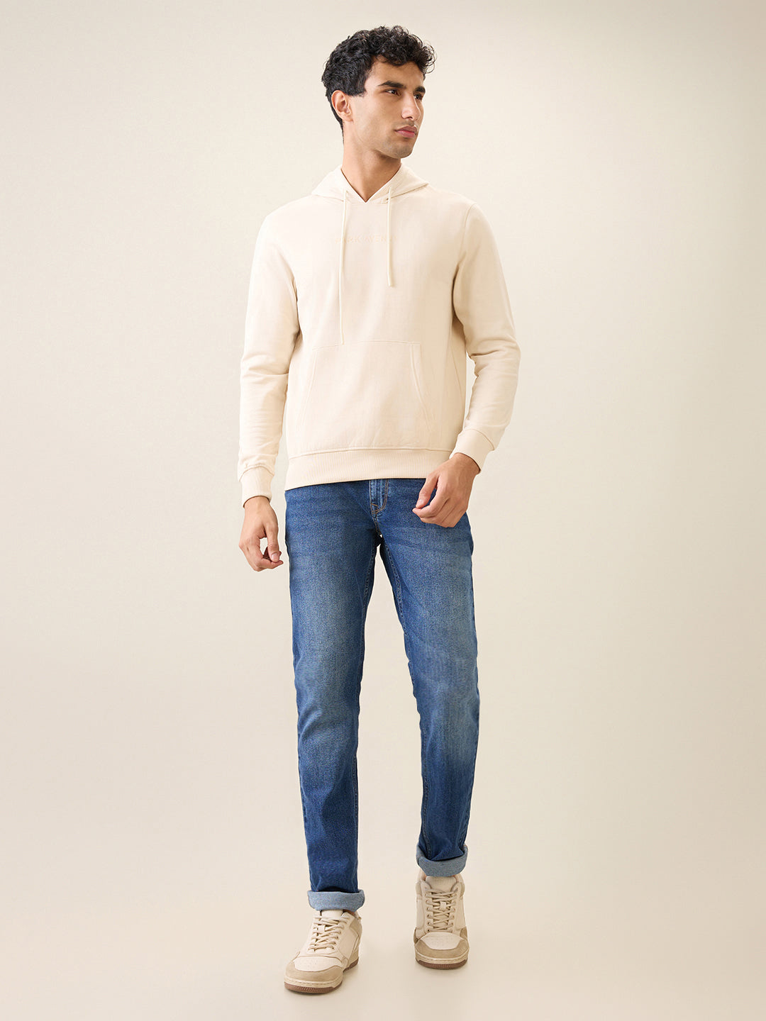 Park Avenue Men Brown Solid Slim Fit Cotton Blend Sweatshirt